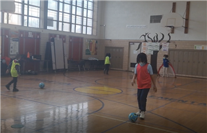 In door soccer practice